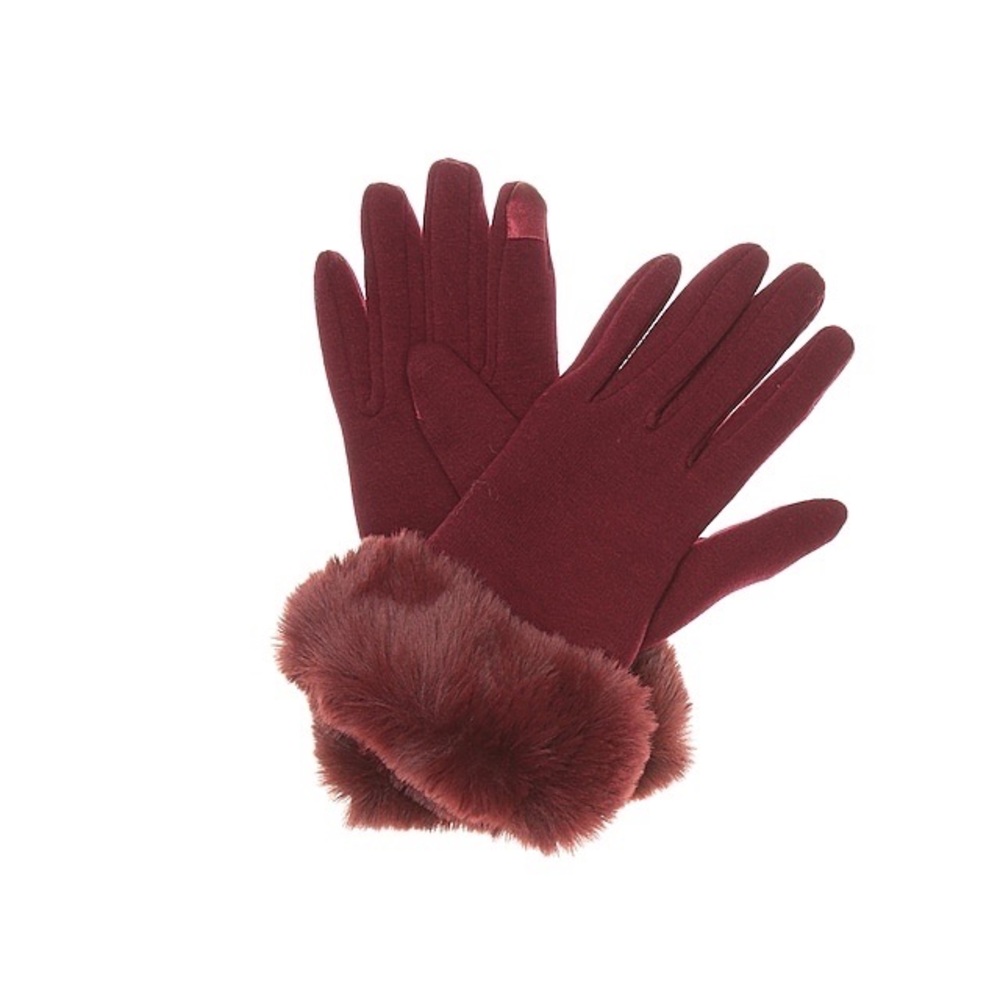 KELLY & KATIE FAUX FUR TRIM TOUCH SCREEN GLOVES